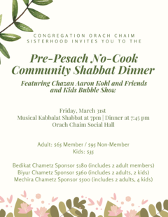 Banner Image for Orach Chaim Pre-Pesach Community Shabbat Dinner